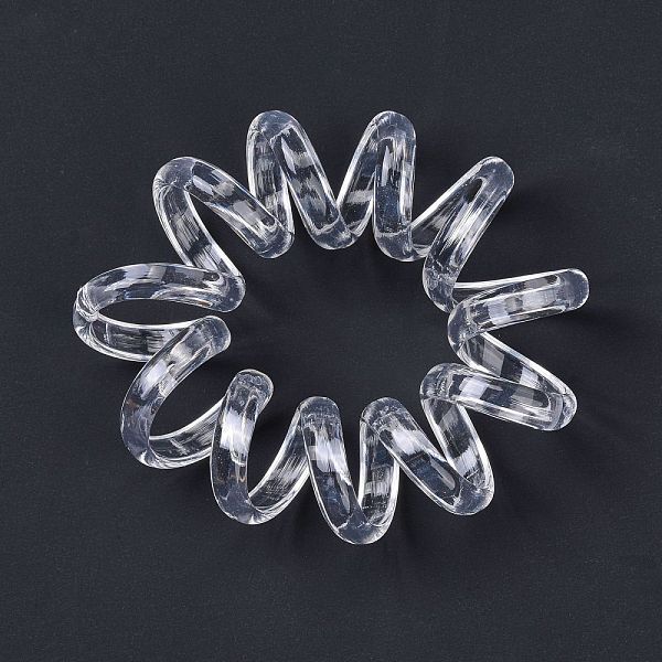 

PandaHall Plastic Telephone Cord Elastic Hair Ties, Ponytail Holder, Transparent Style, Clear, 16~20mm Plastic Clear