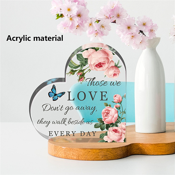 

PandaHall Acrylic Decoration, for Home, Living Room and Bedroom, Heart with Word, Flower Pattern, 150x150x10mm Acrylic Flower Pink