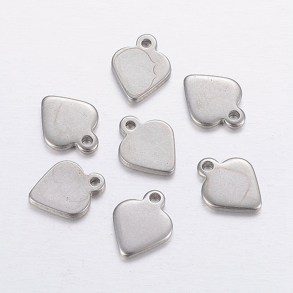 PandaHall 304 Stainless Steel Stamping Blank Tag Pendants, Heart Charms, Stainless Steel Color, 9.5x7.5x1mm, Hole: 1mm 304 Stainless Steel...