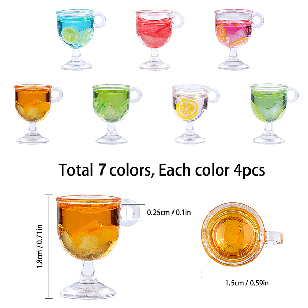 

PandaHall SUNNYCLUE Resin Cup Pendants, with Polymer Clay, Wine Glass, Mixed Color, 18~18.5x15x12mm, Hole: 2.5mm, 7 Colors, 4pcs/color..., Multicolor