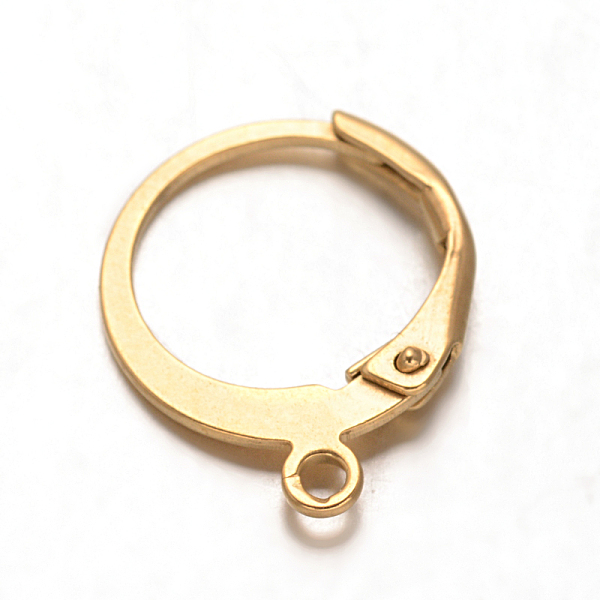 

PandaHall Ion Plating(IP) 316L Surgical Stainless Steel Leverback Earring Findings, with with Horizontal Loop, Golden, 14.5x12x0.6mm, Pin...