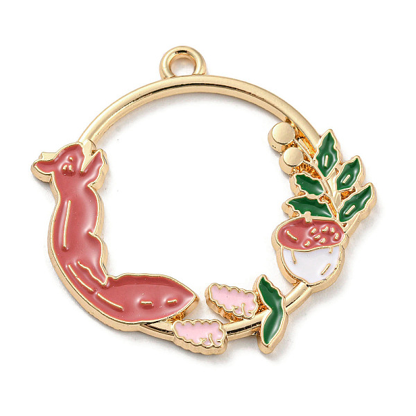 

PandaHall Alloy Enamel Pendants, Golden, Ring Charm, Squirrel, 30.5x31x2mm, Hole: 1.8mm Alloy+Enamel Squirrel