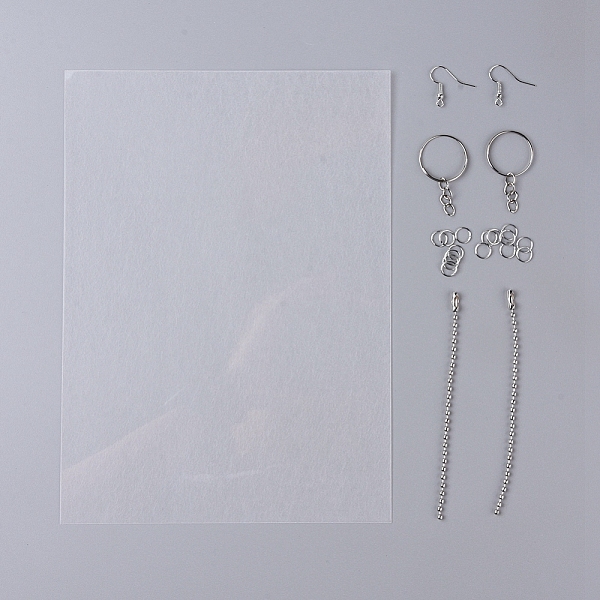 

PandaHall Heat Shrink Sheets Film, with Iron Keychains & Jump Rings, & Earring Hooks, For DIY Jewelry Making, Platinum, 200x145x0.3mm...