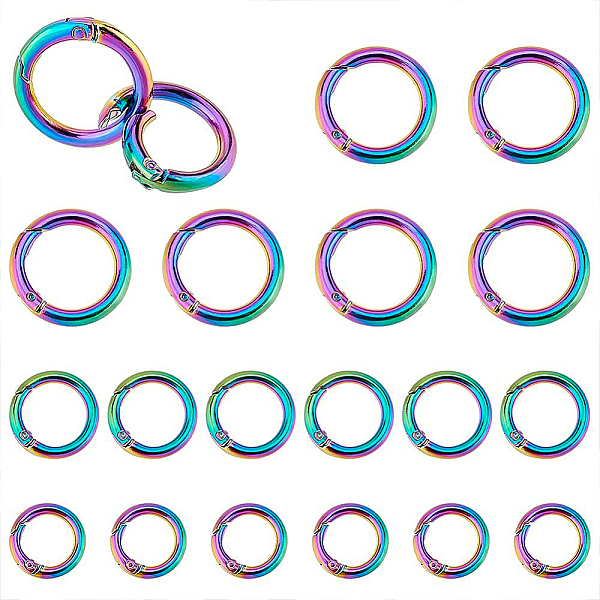 

PandaHall BENECREAT 18Pcs 3 Styles Rainbow Spring O Ring, Round Carabiner Clip Bag Making Lanyard Snap Hooks for Purses Keychain Lanyard...