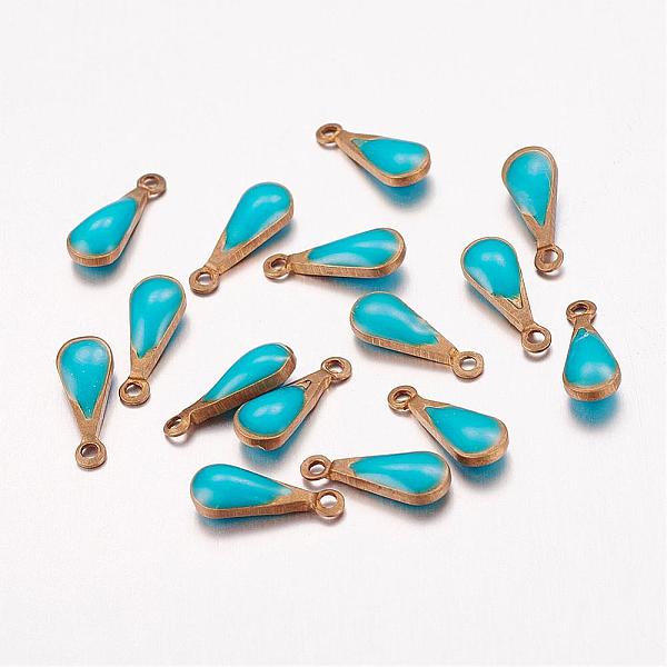 

PandaHall Antique Golden Plated Brass Enamel Teardrop Charms, Enamelled Sequins, Medium Turquoise, 11x4x3mm, Hole: 1mm Brass+Enamel Teardrop..., Cyan