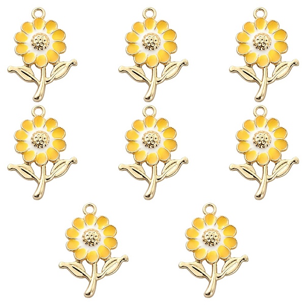 

PandaHall 8Pcs Alloy Enamel Pendants, Golden, Sunflower, Yellow, 27x19x3.5mm, Hole: 1.8mm Alloy+Enamel Flower Yellow