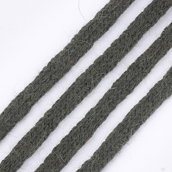 

PandaHall Soft Faux Mink Fur Cords, Nylon Cord, Dark Olive Green, 9~10mm, about 110yards/bundle Nylon Green