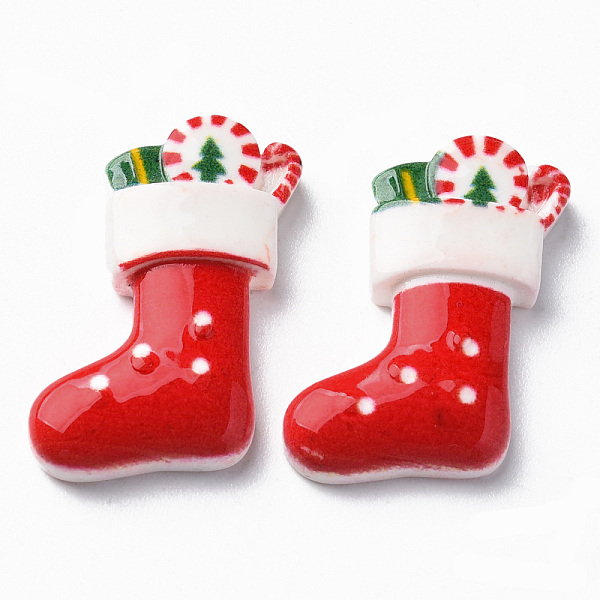 

PandaHall Opaque Resin Cabochons, Christmas Sock, Red, 24x19x4mm Resin Christmas Socking Red