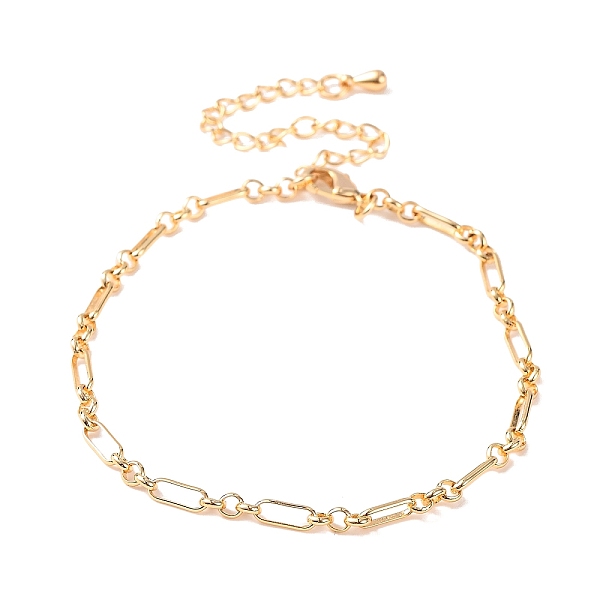 

PandaHall Brass Oval Link Chains Bracelets for Women, Real 18K Gold Plated, 7-1/8 inch(18cm) Brass