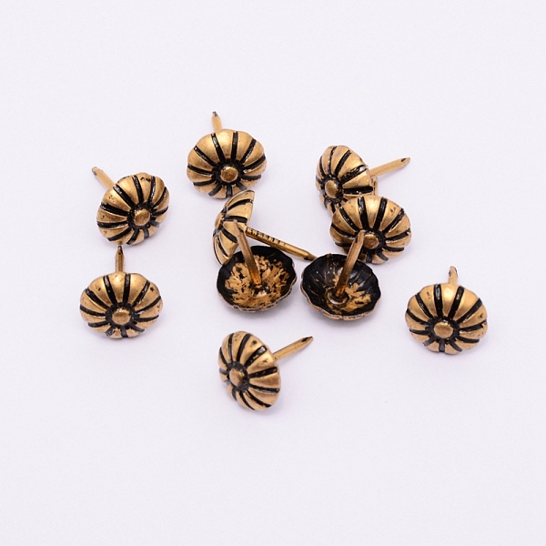 

PandaHall Iron Nails, Sofa Foam Nails, for Furniture Decoration, Flower, Antique Bronze, 17x12mm, Pin: 1.4mm Iron