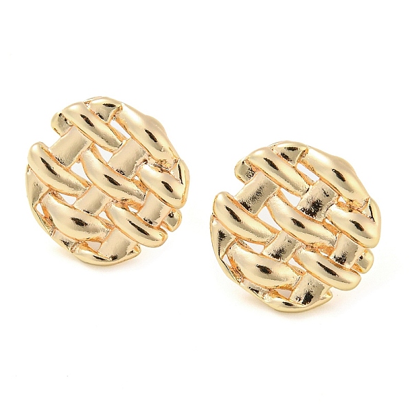 

PandaHall Rack Plating Brass Stud Earrings Findings, with Loops, Hollow Flat Round, Real 18K Gold Plated, 14mm, Hole: 1.2mm, Pin: 11x0.7mm...