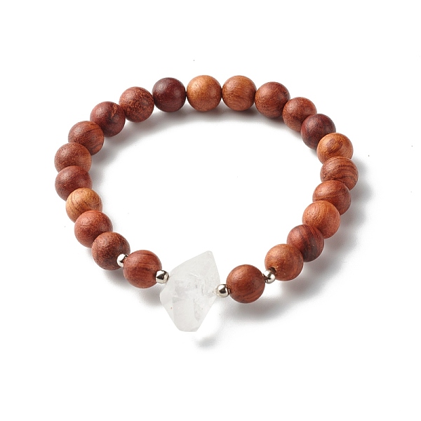 

PandaHall Natural Quartz Bracelet for Girl Women Gift, Waxed Wood Round Beads Stretch Bracelet, Camel, Inner Diameter: 2-1/8 inch(5.25cm)..., Brown