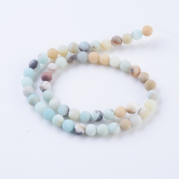 Frosted Natural Amazonite Round Bead Strands