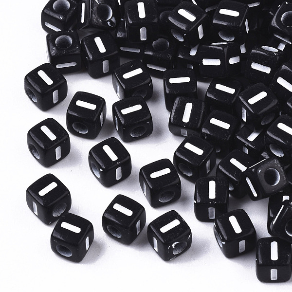 

PandaHall Opaque Acrylic Beads, Horizontal Hole, Alphabet Style, Cube, Black & White, Letter.I, 5x5x5mm, Hole: 2mm, about 5000pcs/500g...