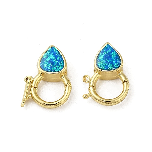 

PandaHall Rack Plating Brass Twister Clasps, with Synthetic Opal, Cadmium Free & Lead Free, Long-Lasting Plated, Real 18K Gold Plated...