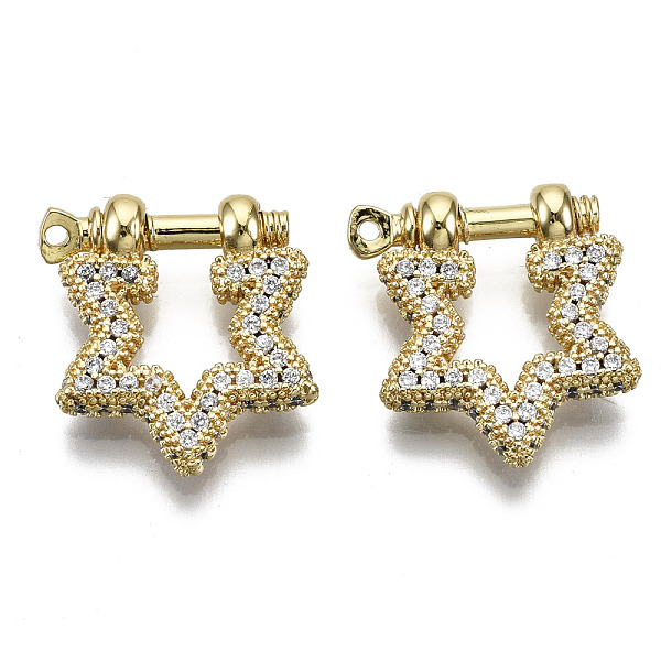 

PandaHall Brass Micro Pave Clear Cubic Zirconia D-Ring Anchor Shackle Clasps, for Bracelets Making, Nickel Free, Star, Real 16K Gold Plated...