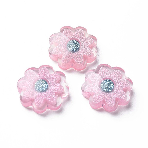 

PandaHall Transparent Epoxy Resin Cabochons, with Glitter Powder, Flower, Pink, 19.5x20.5x6mm Epoxy Resin Flower Pink