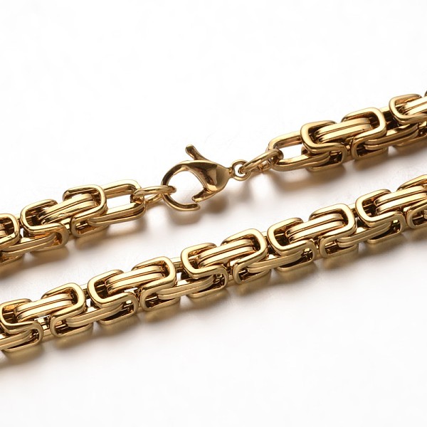 

PandaHall 201 Stainless Steel Byzantine Chain Necklaces, with Lobster Claw Clasps, Golden, 23.6 inch(60cm) 201 Stainless Steel