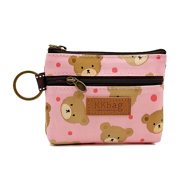 

PandaHall Bear Printed Polyester Wallets, 2 Layers Zipper Purse for Change, Keychain, Cosmetic, Rectangle, Pink, 10x12x1.5cm Polyester Bear...