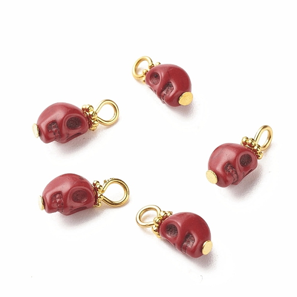 

PandaHall Dyed Synthetic Turquoise Charms, with Golden Tone Alloy & Iron Findings, Skull, Red, 14.5x6.5x6mm, Hole: 2.7x2.2mm Turquoise Skull...