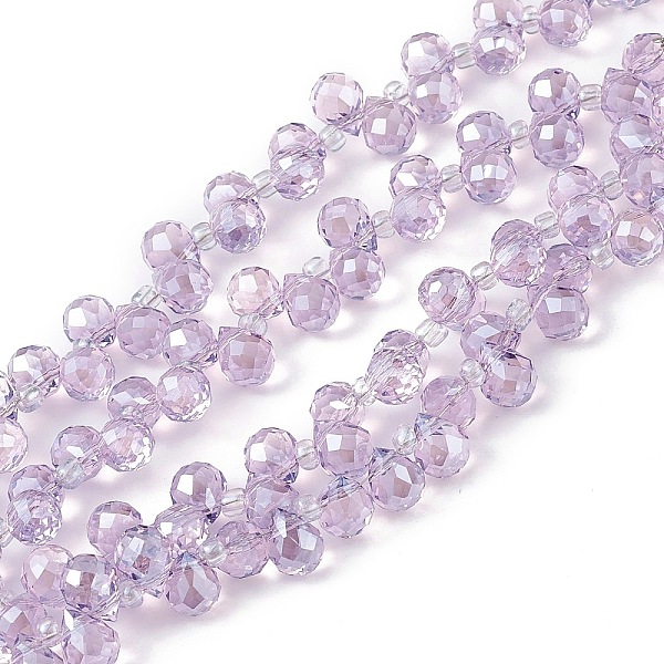 

PandaHall Transparent Electroplate Glass Beads Strands, Faceted, Top Drilled Teardrop, Pearl Luster Plated, Medium Orchid, 8x6~6.5mm, Hole...
