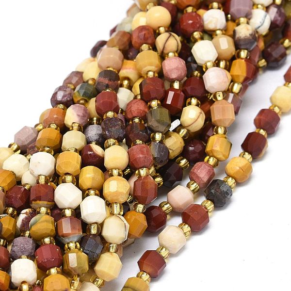 

PandaHall Natural Mookaite Beads Strands, with Seed Beads, Faceted, Bicone, Double Terminated Point Prism Beads, 5~7x6mm, Hole: 0.8mm, about...