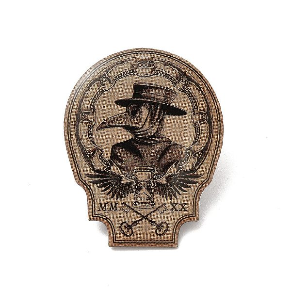 

PandaHall Printed Alloy Brooch for Backpack Clothes, Plague Doctor, Tan, 30x23.5x1.6mm Alloy Orange