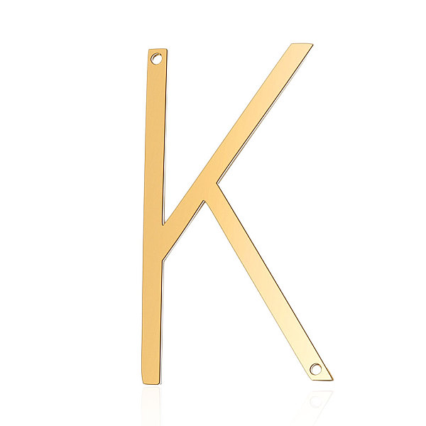 

PandaHall 201 Stainless Steel Links connectors, Letter, Golden, Letter.K, 37x21x1mm, Hole: 1mm 201 Stainless Steel Letter K