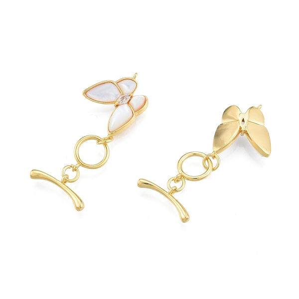 

PandaHall Brass Toggle Clasps, with White Shell and Crystal Rhinestone, Butterfly, Real 18K Gold Plated, Bar: 18.5x7.5x2.5mm, Hole: 1.4mm...