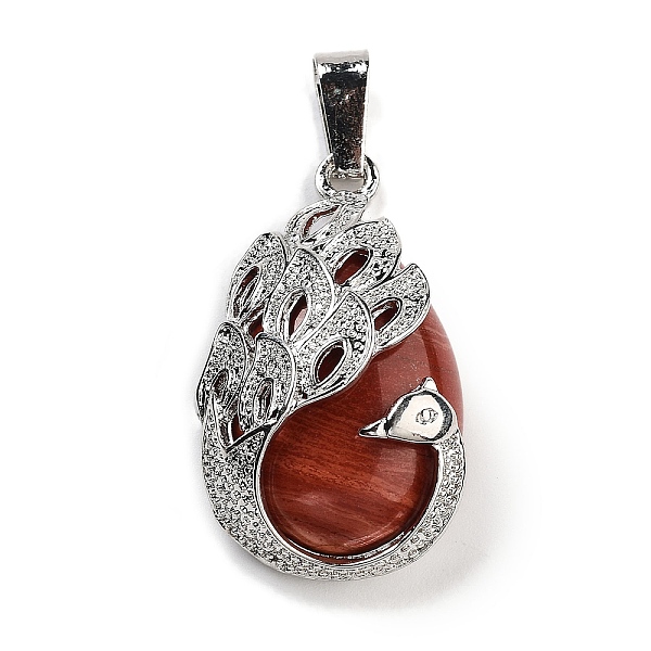 

PandaHall Natural Red Jasper Teardrop Pendants, Alloy Peacock Charms, Platinum, 33x19x10mm, Hole: 3.5x9mm Red Jasper Teardrop