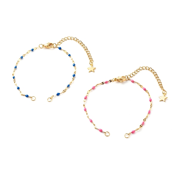

PandaHall Bracelet Makings, with 304 Stainless Steel Enamel Link Chains & Lobster Claw Clasps & Curb Extender Chain & Open Jump Rings, Blue...