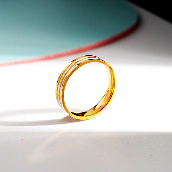 

PandaHall Stainless Steel Grooved Finger Rings for Women, Real 18K Gold Plated, US Size 7(17.3mm) Stainless Steel Ring