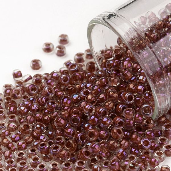 

PandaHall TOHO Round Seed Beads, Japanese Seed Beads, (186) Inside Color Luster Crystal/Terra Cotta Lined, 8/0, 3mm, Hole: 1mm, about..., Purple