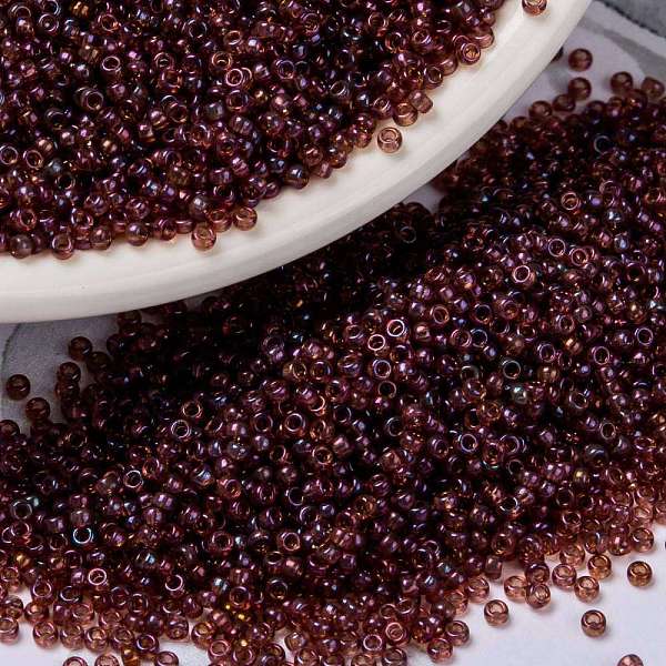

PandaHall MIYUKI Round Rocailles Beads, Japanese Seed Beads, (RR302) Claret Rainbow Gold Luster, 15/0, 1.5mm, Hole: 0.7mm, about..., Purple