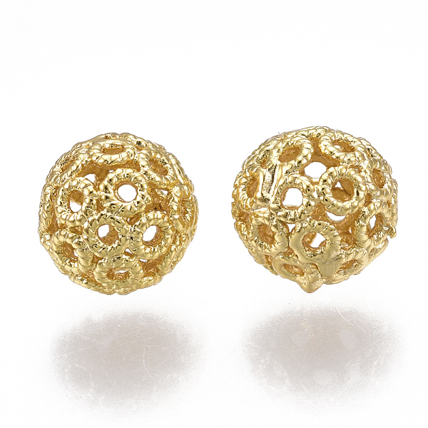 PandaHall Brass Filigree Beads, Filigree Ball, Round, Nickel Free, Real 18K Gold Plated, 8mm, Hole: 1mm Brass Round