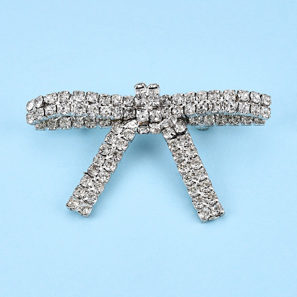 

PandaHall Crystal Rhinestone Bowknot Lapel Pin, Creative Brass Badge for Backpack Clothes, Silver, 40x70.5x18mm, Pin: 0.7mm Brass Clear
