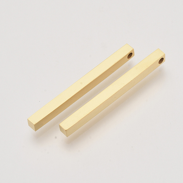 

PandaHall 201 Stainless Steel Pendants, Bar, Golden, 35x3x3mm, Hole: 1.5mm 201 Stainless Steel Cuboid