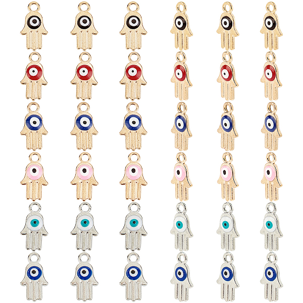 

PandaHall SUPERFINDINGS Alloy Charms, with Enamel, Religion, Hamsa Hand/Hand of Fatima /Hand of Miriam with Evil Eye, Mixed Color..., Multicolor