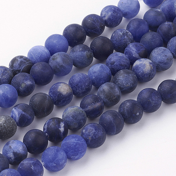 

PandaHall Natural Sodalite Bead Strands, Round, Grade A, Frosted, 6~6.5mm, Hole: 1mm, about 60pcs/strand, 14.9 inch(38cm) Sodalite Round