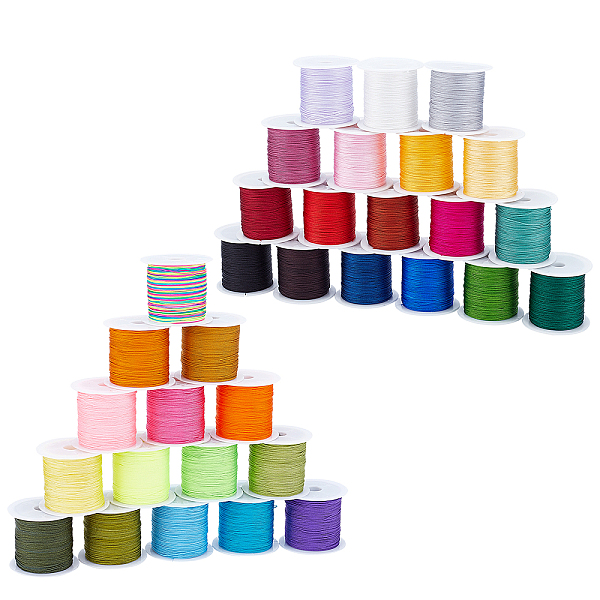 

PandaHall Polyester Cords, with Spool, Mixed Color, 0.3mm, 45m/roll, 33roll/set Polyester Multicolor