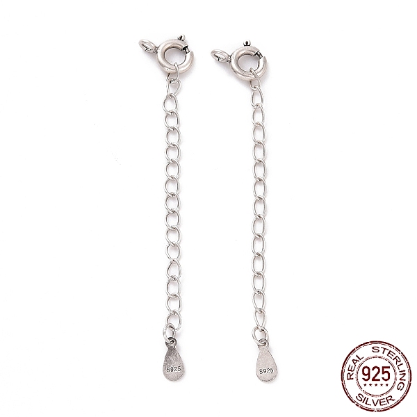 

PandaHall 925 Sterling Silver Chain Extenders, with Spring Ring Clasps & Charms, Teardrop, Antique Silver, 60x5.8mm, Hole: 1.6mm Sterling...