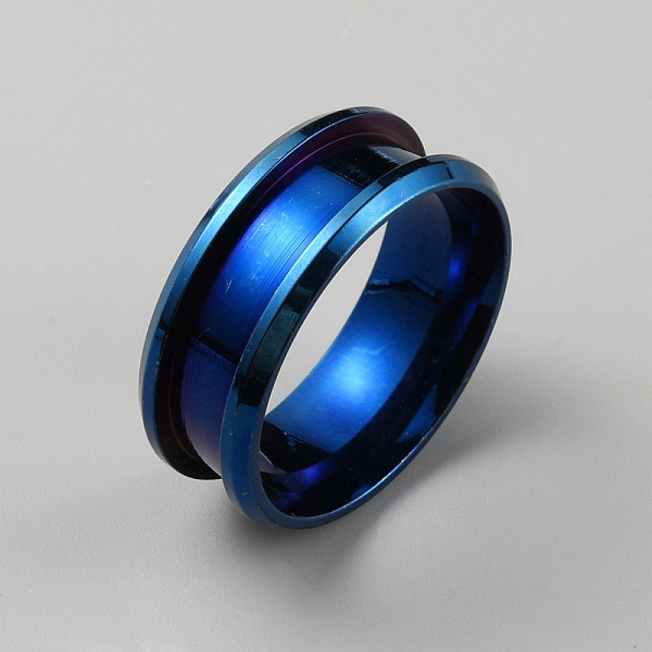 

PandaHall 304 Stainless Steel Grooved Finger Ring Settings, Ring Core Blank, for Inlay Ring Jewelry Making, Blue, US Size 8(18.1mm) 304...