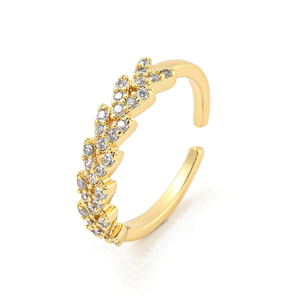 

PandaHall Wheat Brass Micro Pave Clear Cubic Zirconia Open Cuff Rings, Long-Lasting Plated, Golden, Inner Diameter: 17mm Brass+Cubic...