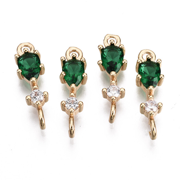 

PandaHall Brass Micro Pave Cubic Zirconia Links Connectors, with Glass, Long-Lasting Plated, Light Gold, Teardrop, Sea Green, 17x5x3.5mm...