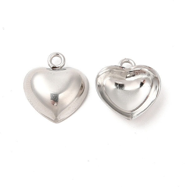 

PandaHall 304 Stainless Steel Pendants, Heart Charms, Stainless Steel Color, 15.5x14x4.5mm, Hole: 1.7mm 304 Stainless Steel Heart