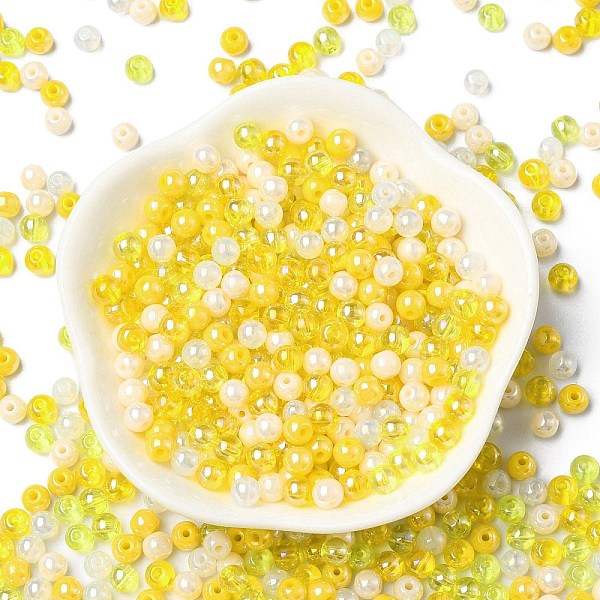 

PandaHall Glass Beads, Round, Mixed Style, Yellow, 4~4.5x4mm, Hole: 0.8mm, about 1000pcs/1 bag Glass Round Yellow