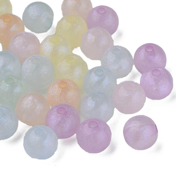 

PandaHall Rainbow Iridescent Plating Acrylic Beads, Glitter Beads, Round, Mixed Color, 10x9mm, Hole: 2mm, about 980pcs/500g Acrylic Round..., Multicolor
