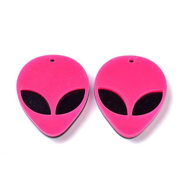 

PandaHall Opaque Acrylic Pendants, Alien Face, Deep Pink, 35.5x29.5x4mm, Hole: 1.8mm Acrylic Teardrop