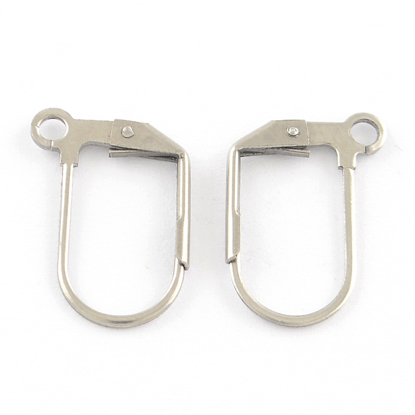 

PandaHall 201 Stainless Steel Leverback Earrings Findings, with Loop, Stainless Steel Color, 17x12x1.5mm, Hole: 2mm 201 Stainless Steel