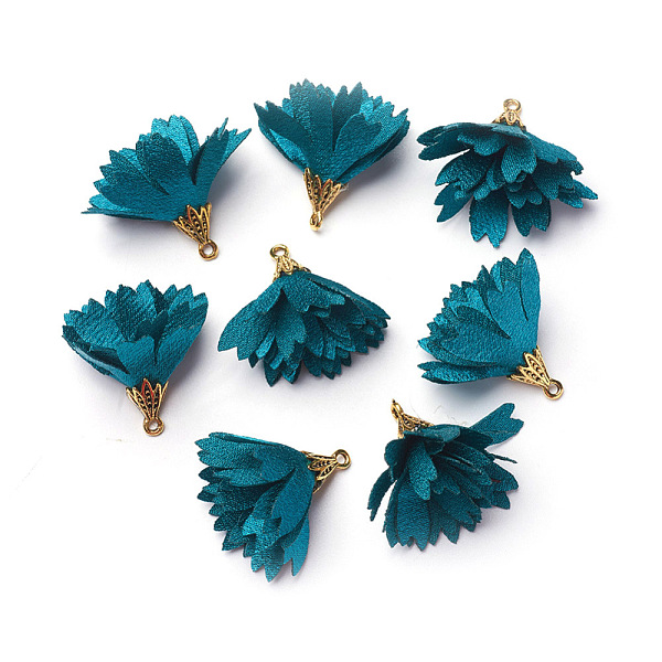

PandaHall Alloy Pendant, with Silk, Flower, Golden, Dark Slate Gray, 29~31x34~36mm, Hole: 1.8mm Silk Flower Gray